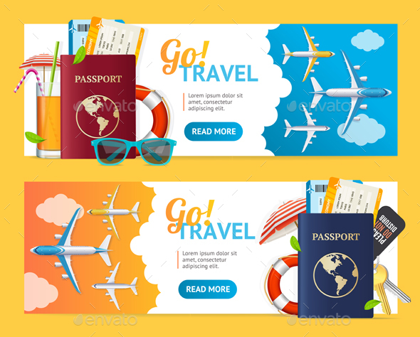 Go Travel Banner Horizontal Set - Travel Conceptual
