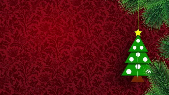 Christmas Tree Red Background