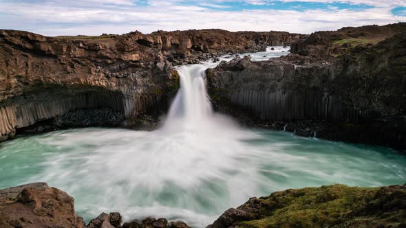 Time Lapse Footage of The Aldeyjarfoss Waterfall in North Iceland alt