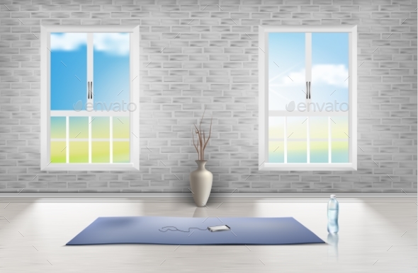 Vector Mockup of Empty Room Studio for Yoga - Backgrounds Decorative