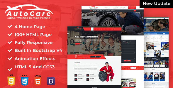 AutoCare: Car Service, Car Washing and Denting and Painting Html Template 