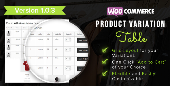 WooCommerce Product Variation Table - CodeCanyon Item for Sale