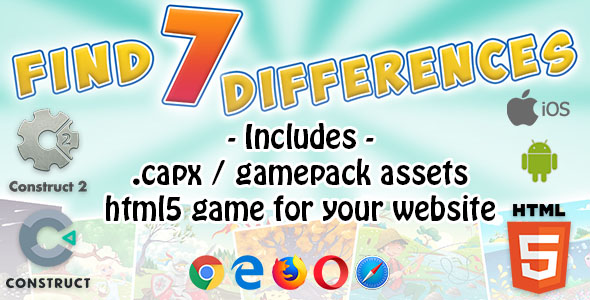 Find 7 Differences Game - Construct 2 Source Code and HTML5 Files for your Site! - CodeCanyon Item for Sale
