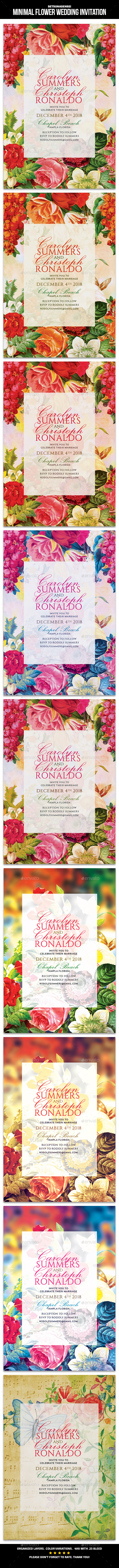 Minimal Flower Wedding Invitation - Invitations Cards & Invites