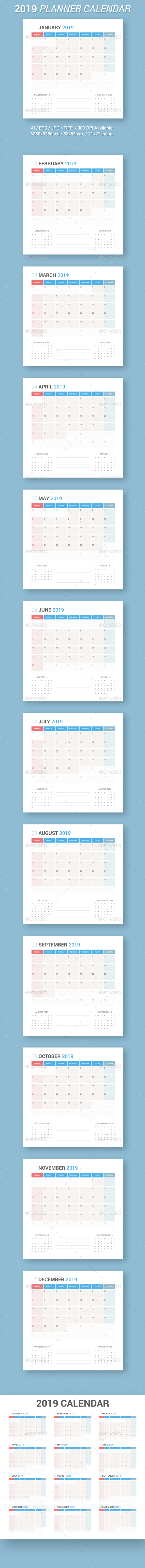 Calendar 2019 Planner Design - Calendars Stationery