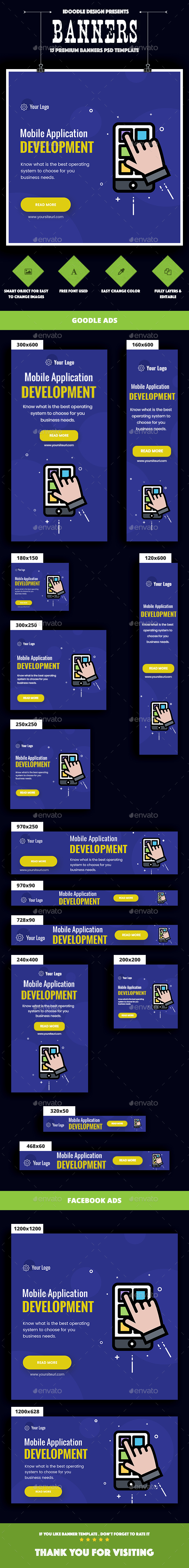 Mobile Application Banners Ad - Banners & Ads Web Elements