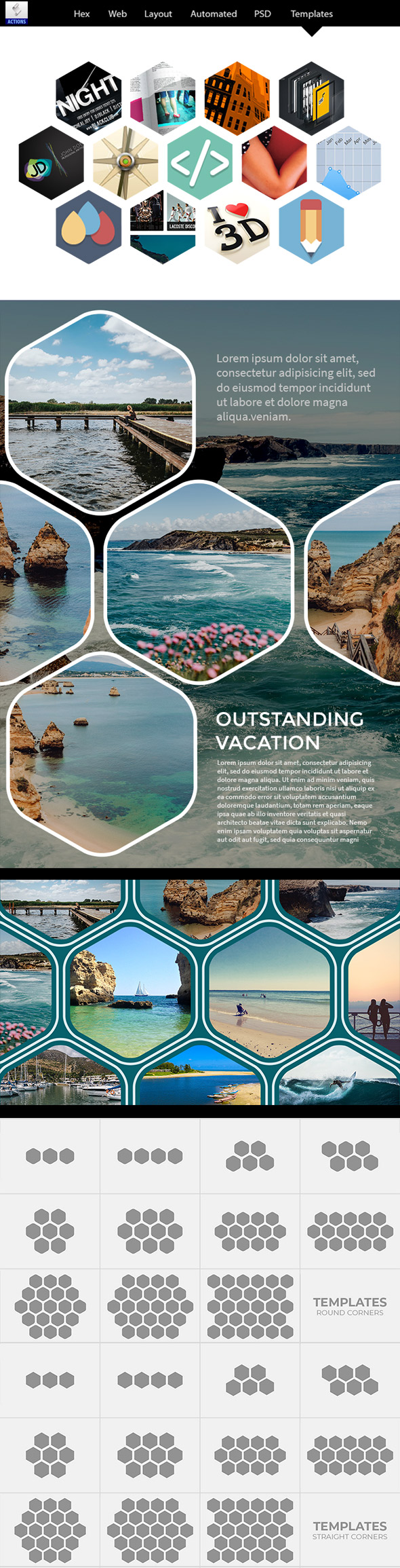 Hex Web Layouts Automated PSD Templates - Actions Photoshop