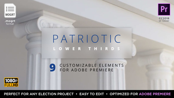 Patriotic Titles & Lower 3rds | American Theme for US Elections | Premiere MOGRT