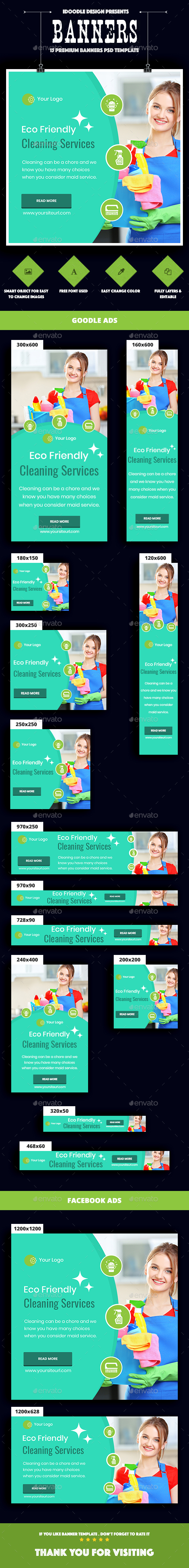 Cleaning Services - Banners & Ads Web Elements