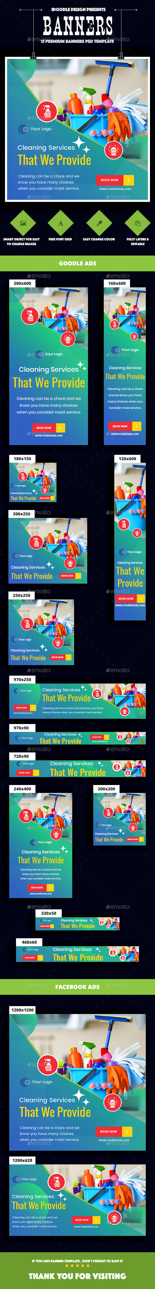 Cleaning Services - Banners & Ads Web Elements