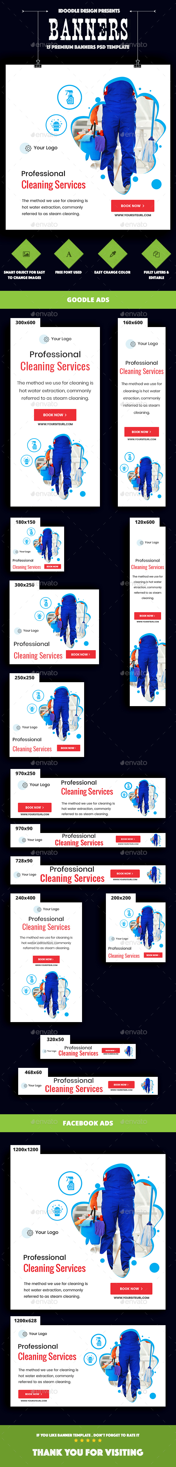 Cleaning Services - Banners & Ads Web Elements