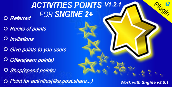 Plugin Activities Points For Sngine - CodeCanyon Item for Sale