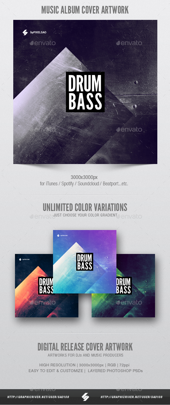 Drum and Bass 2 - Album Cover Artwork Template - Miscellaneous Social Media