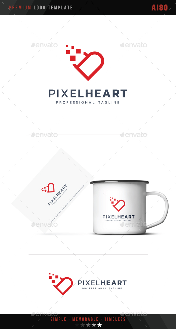 Pixel Heart Logo - Symbols Logo Templates