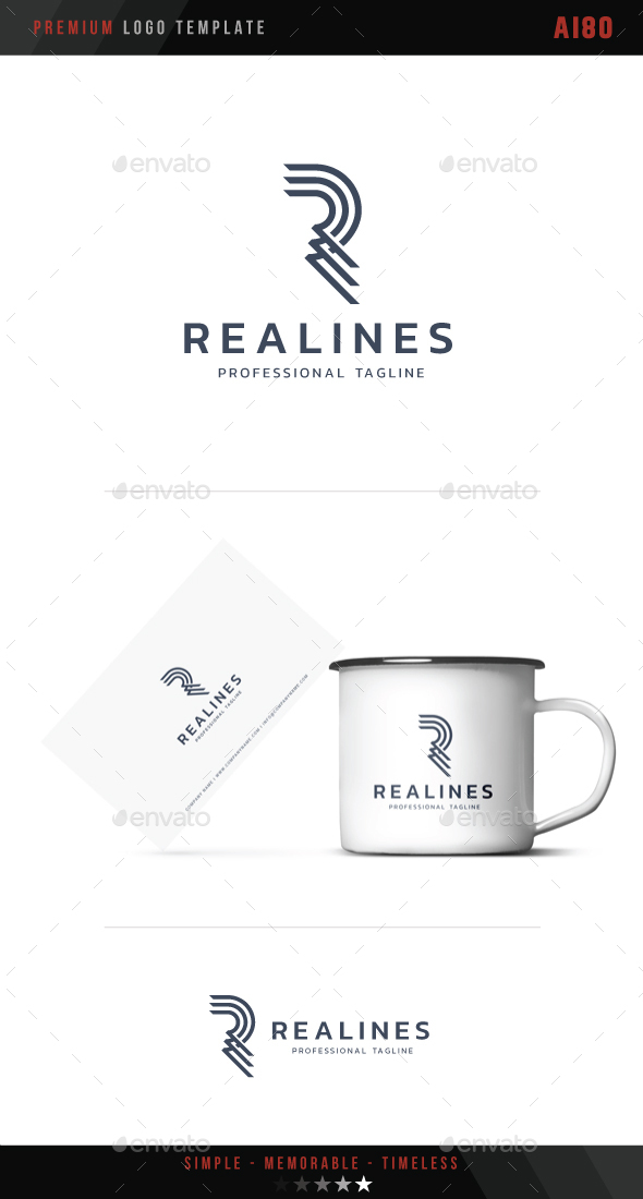 Letter R - Real Lines Logo - Letters Logo Templates