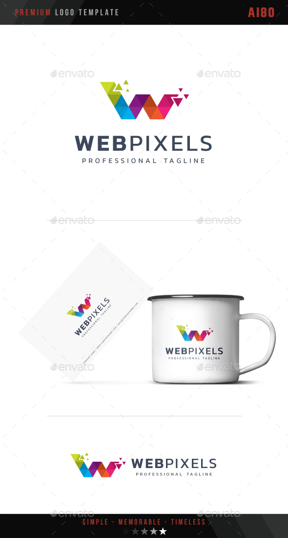 Letter W - Web Pixels Logo - Letters Logo Templates