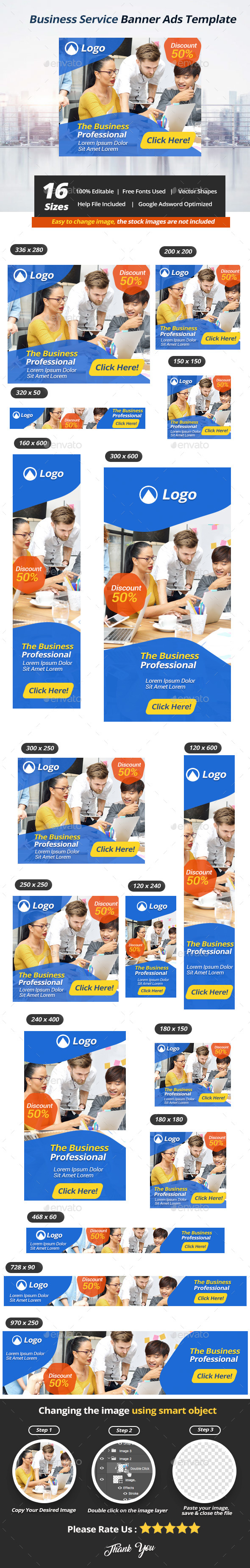 Business Service Banner Ads Template - Banners & Ads Web Elements