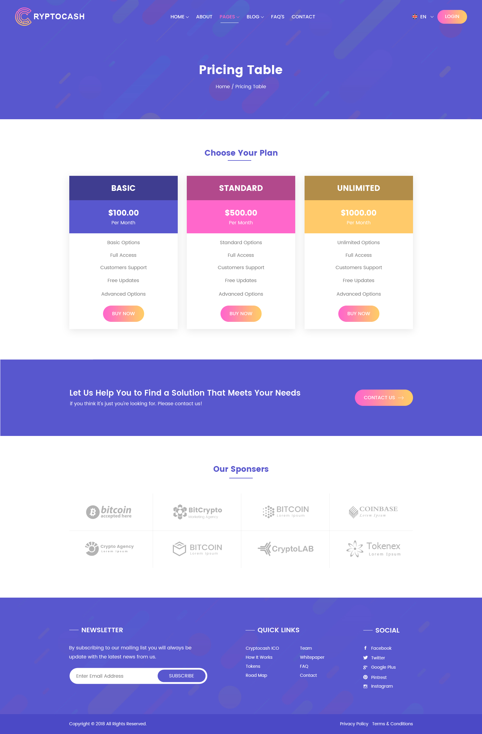 cryptocash ico & cryptocurrency landing page html template