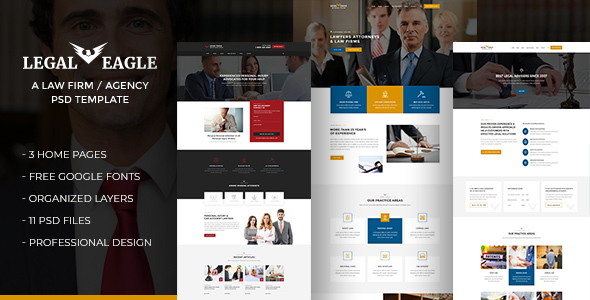 Legal Eagle - Attorneys, Lawyers, Legal Firm Agency PSD Template - Business Corporate