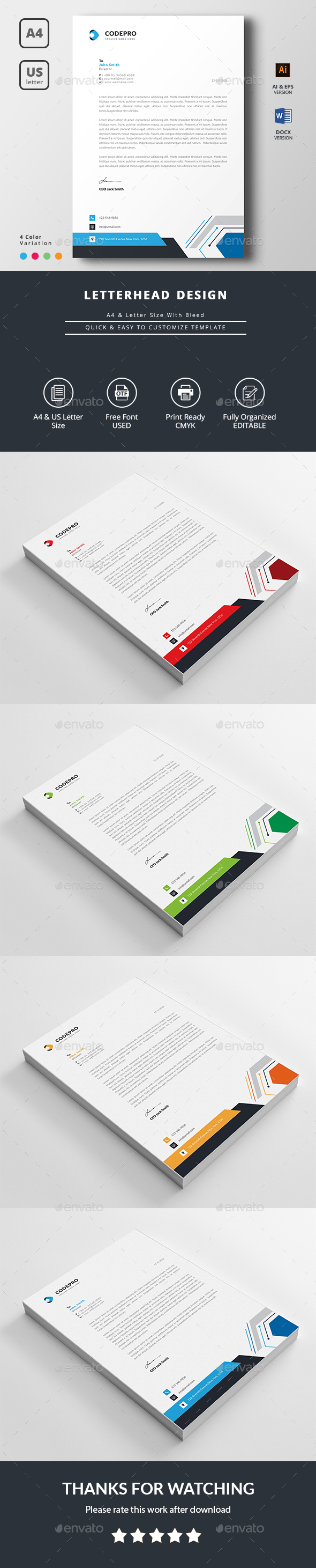 Letterhead Template - Stationery Print Templates