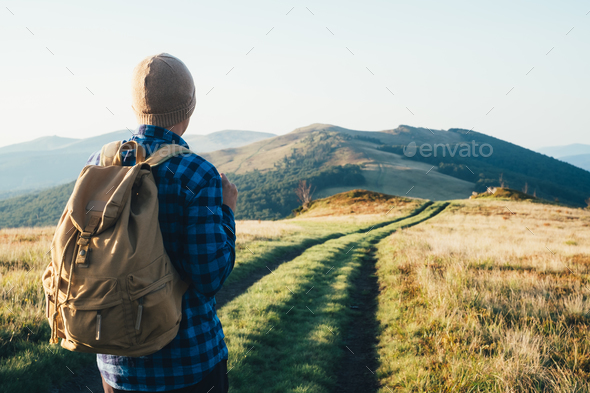 man with backpack