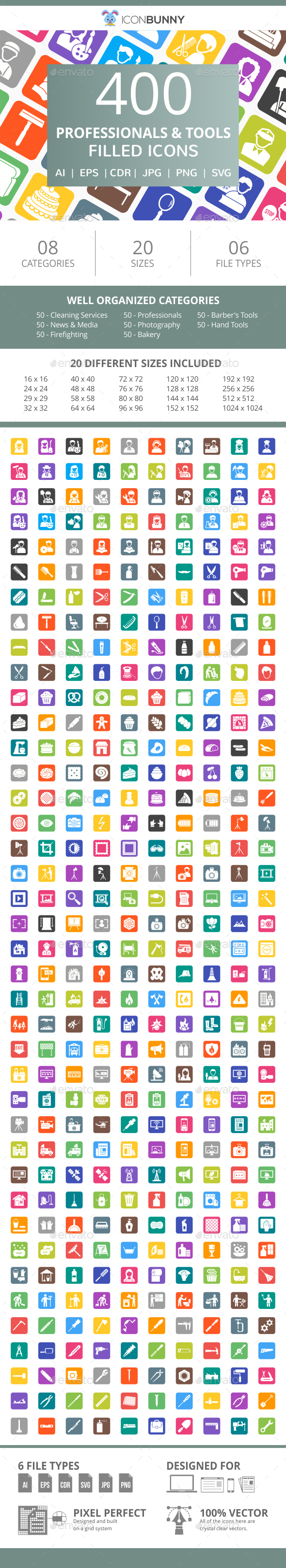 400 Professionals & Their tools Filled Round Corner Icons - Icons