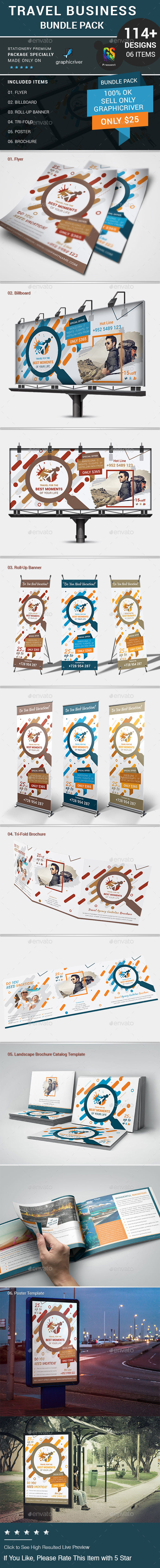 Travel Business Bundle Pack - Stationery Print Templates
