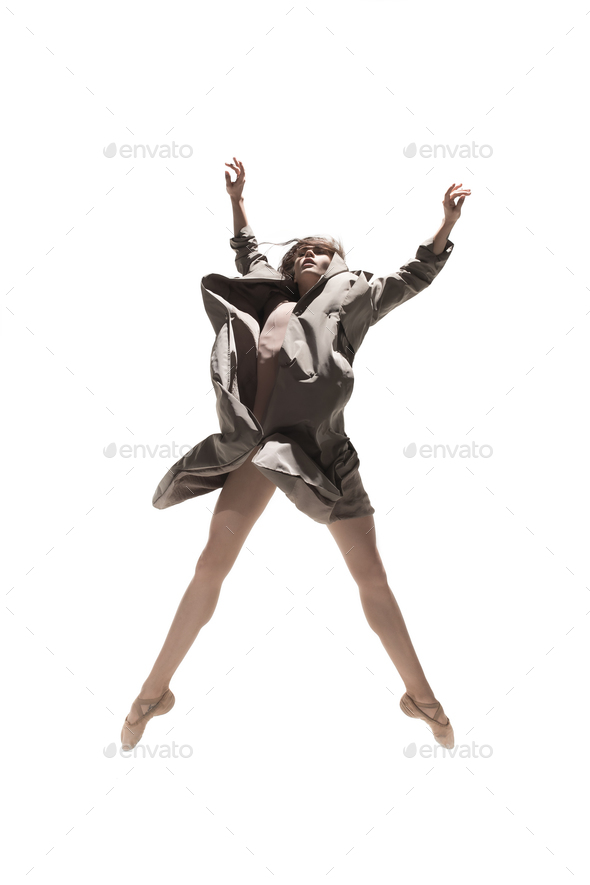 Beautiful slim young female modern jazz contemporary style ballet dancer