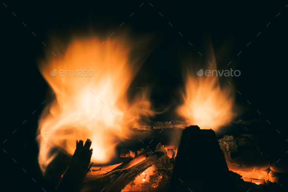 Log on fire in a home fireplace Stock Photo by pawopa3336 | PhotoDune