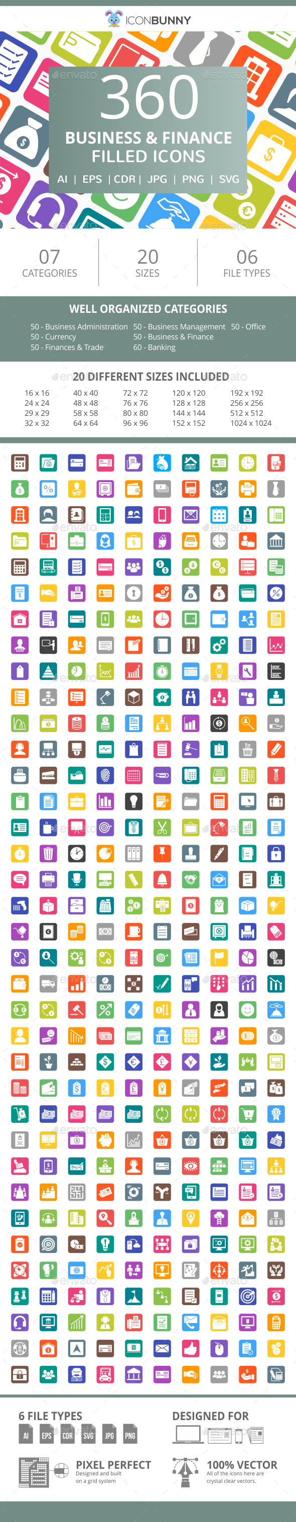 360 Business & Finance Filled Round Corner Icons - Icons