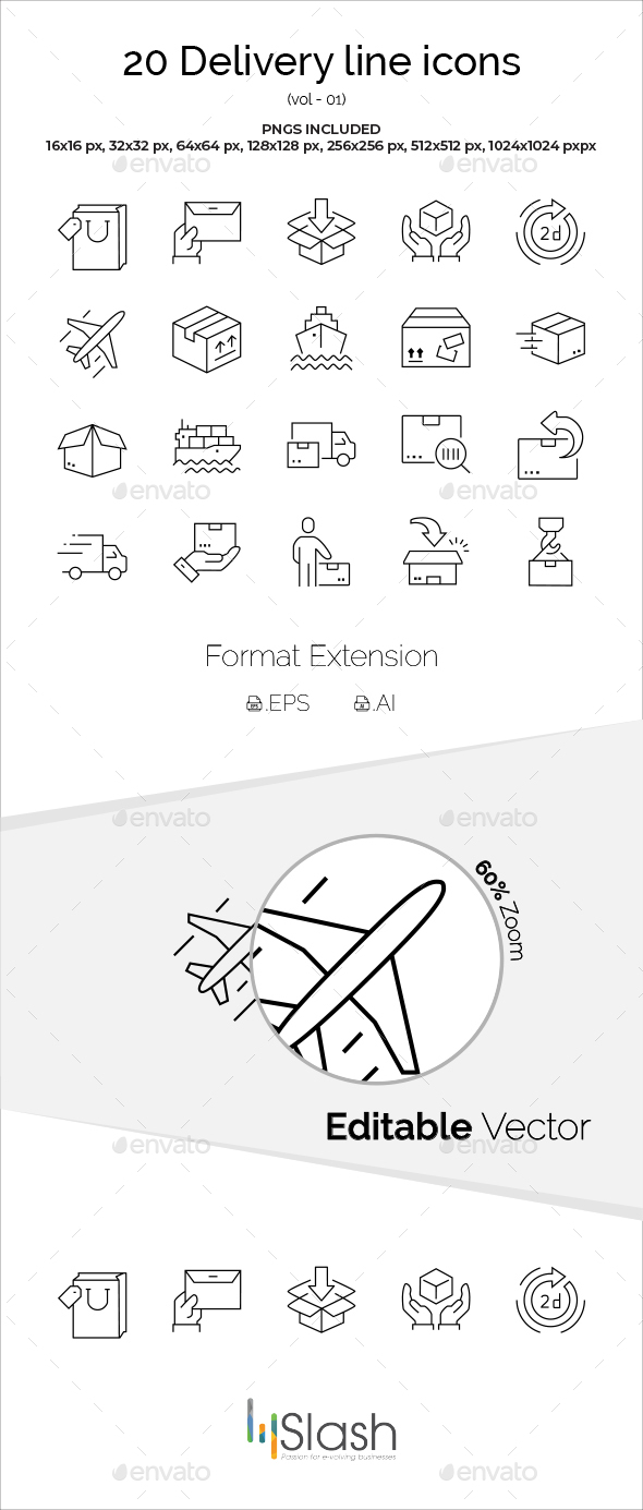 20 Delivery Line Icons - Icons
