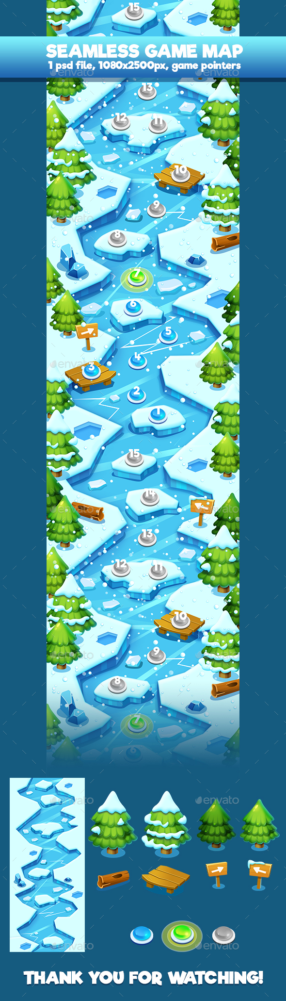 Winter Seamless Game Map - Backgrounds Game Assets