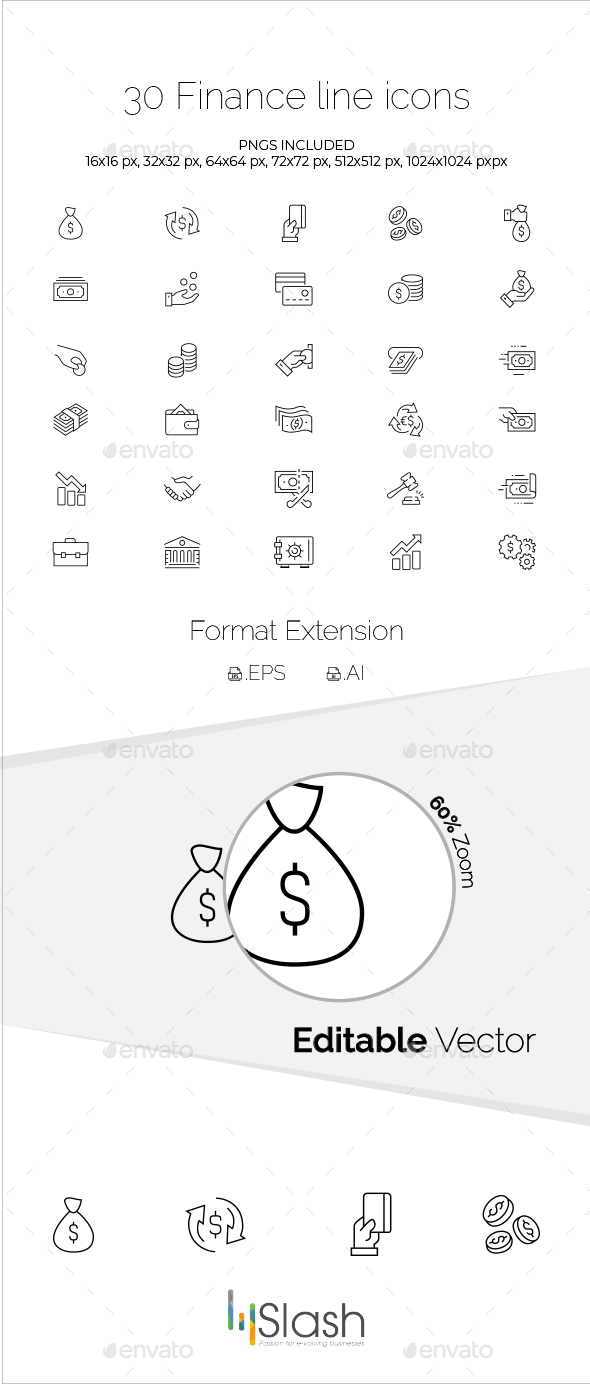 30 Finance Line Icons - Business Icons