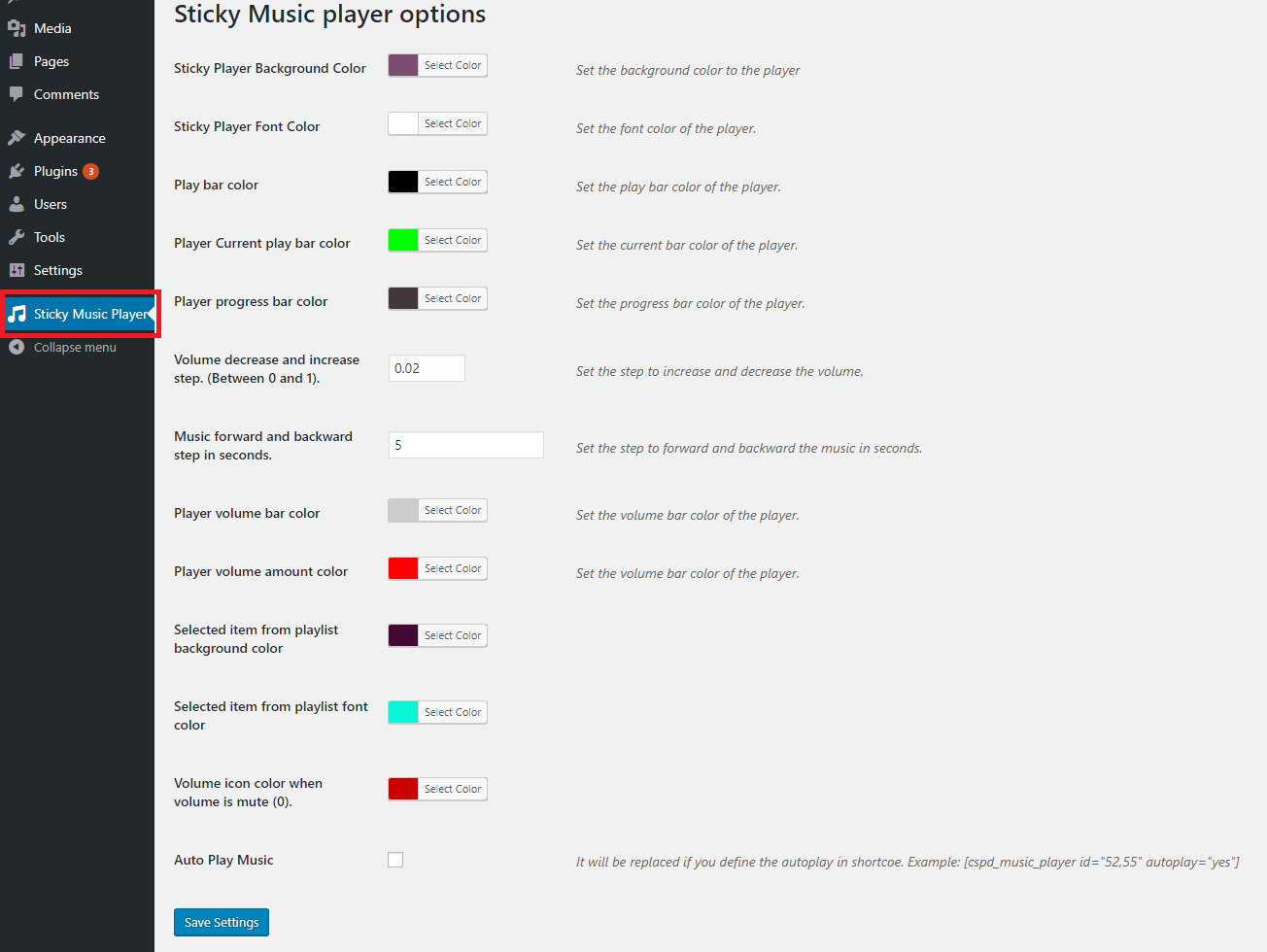 Bottom Sticky Music Player Plugin de WordPress - 4