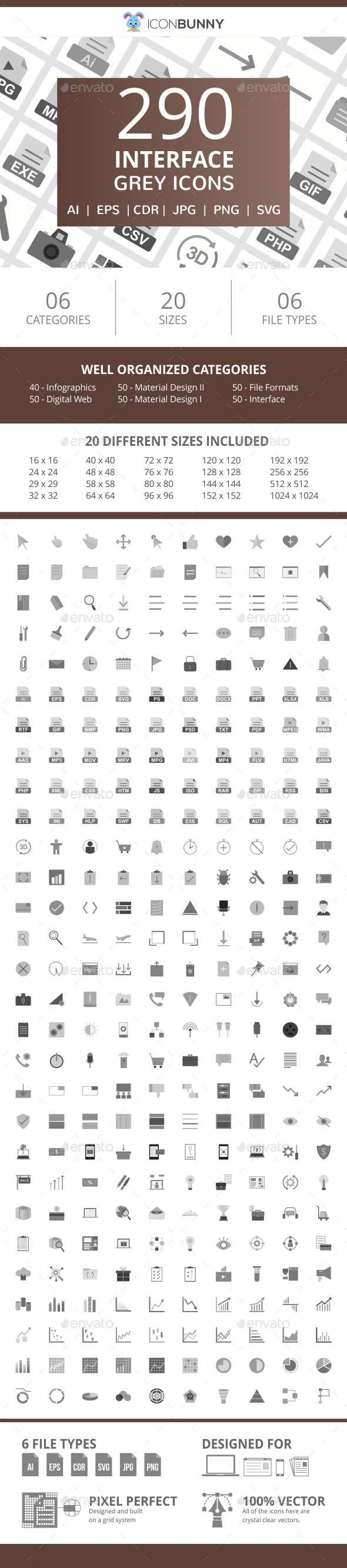 290 Interface Flat Greyscale Icons - Icons