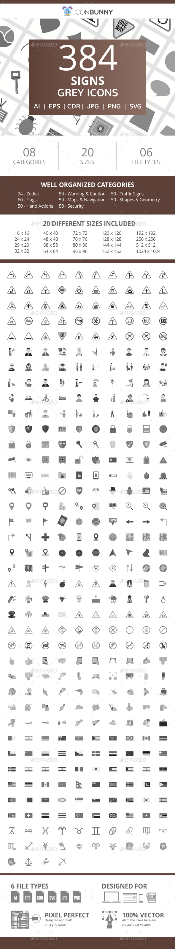 384 Sign Flat Greyscale Icons - Icons