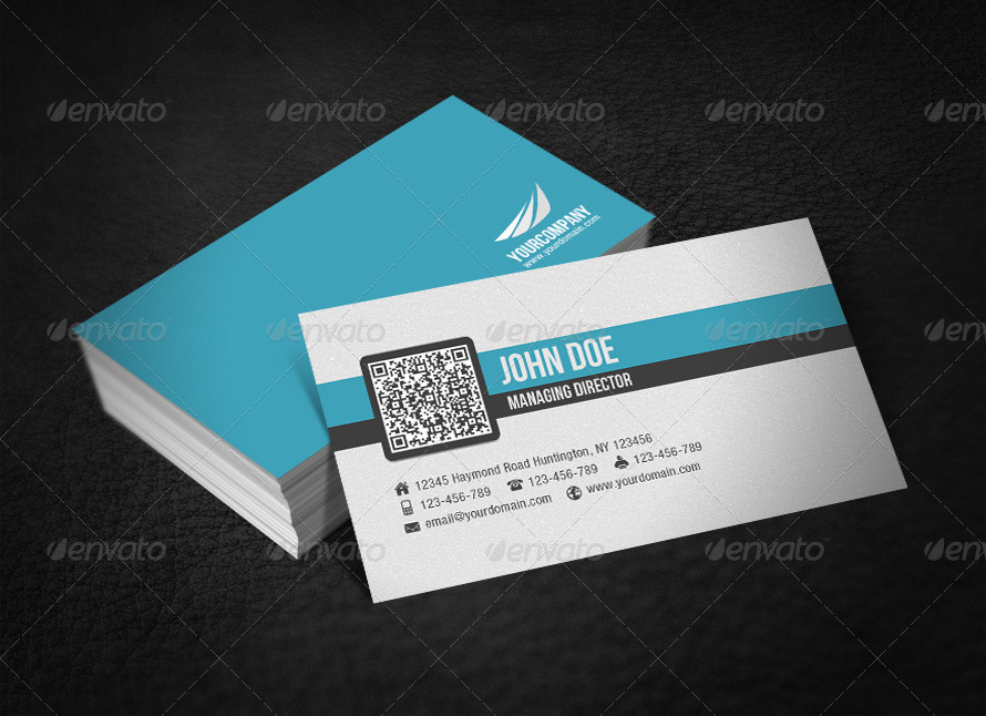 Simple Corporate QR Code Business Card, Print Templates | GraphicRiver