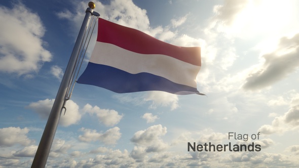 Netherlands Flag on a Flagpole alt