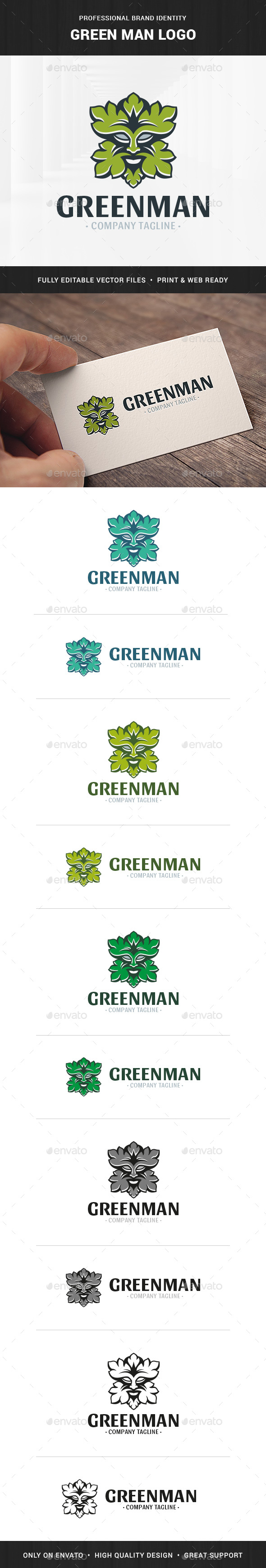 Green Man Logo Template - Nature Logo Templates