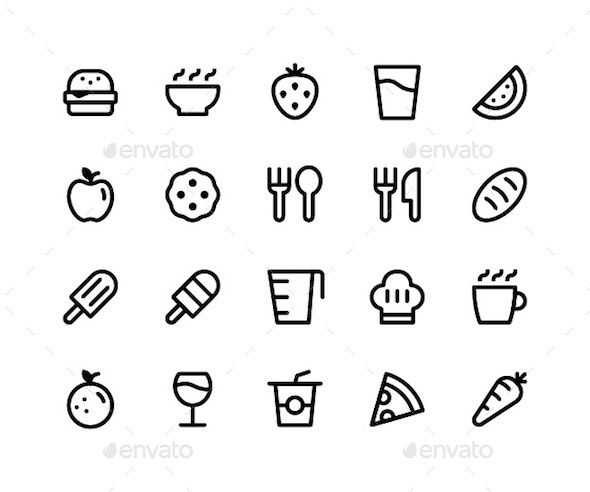 Food & Drink Line Icons - Food Objects