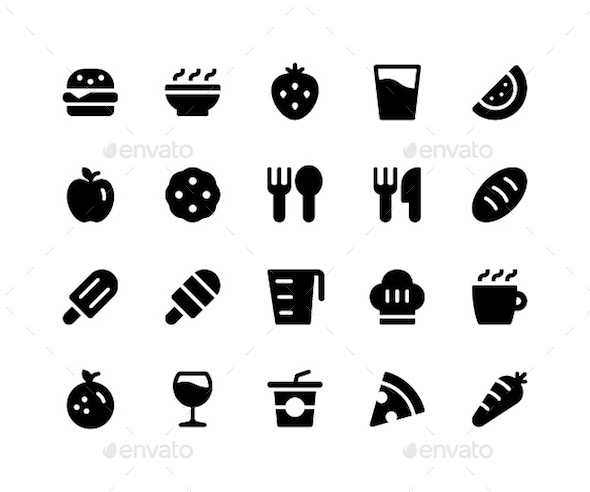 Food & Drink Glyph Icons - Food Objects