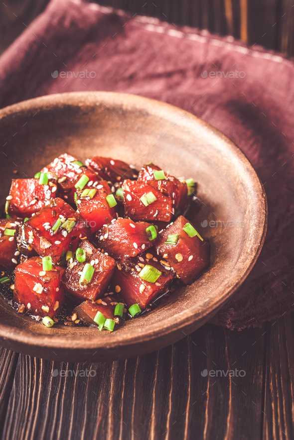 Download Bowl of poke - traditional Hawaiian dish Stock Photo by ...