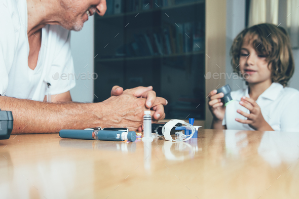 Diabetes elements on a doctor desk - Stock Photo - Images