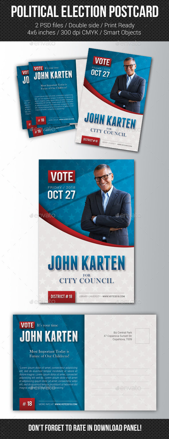 Political Election Mailer Postcard - Cards & Invites Print Templates