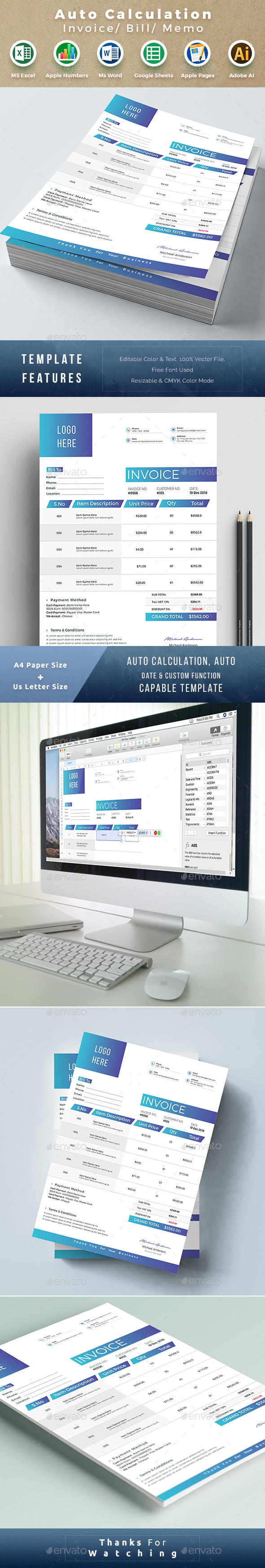 Invoice Template Excel Numbers - Stationery Print Templates