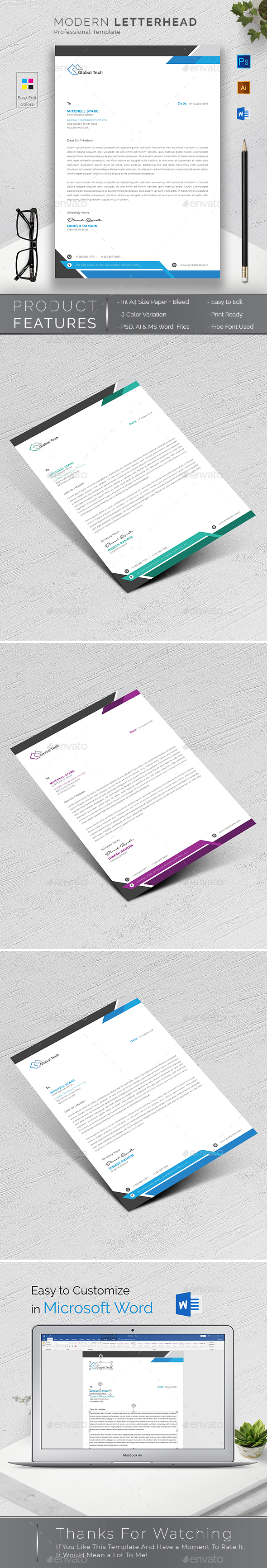Letterhead - Stationery Print Templates