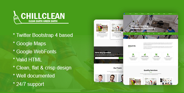 Awesome Chillclean - Cleaning Services HTML5 Bootstrap4 Responsive Template