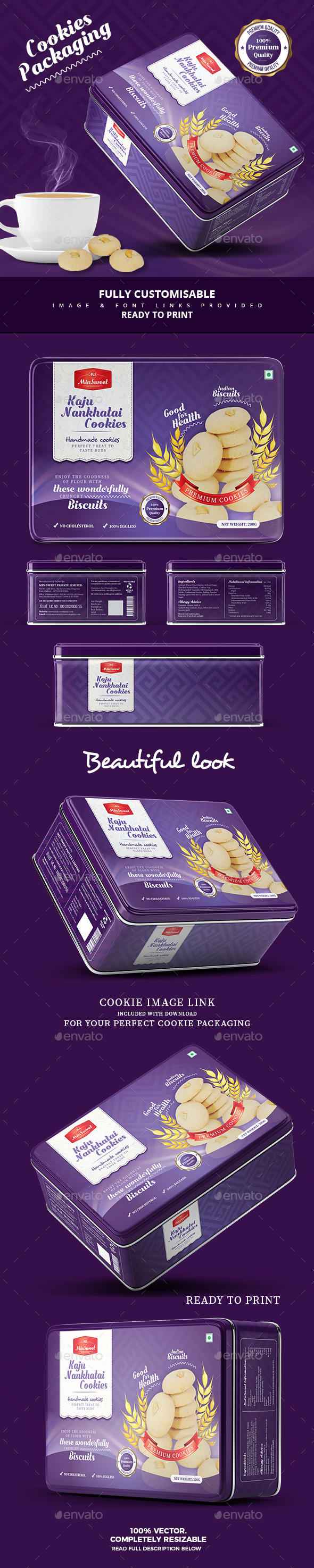 Premium Cookies Packaging - Packaging Print Templates