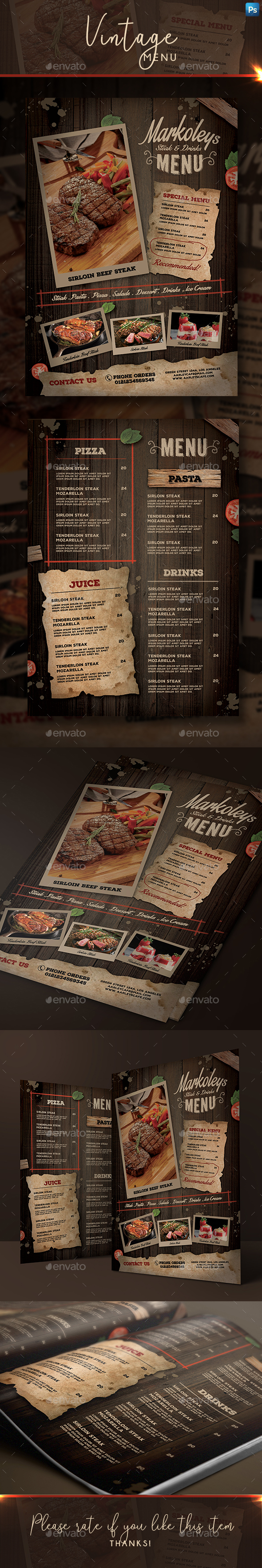 Rustic Cafe Menu