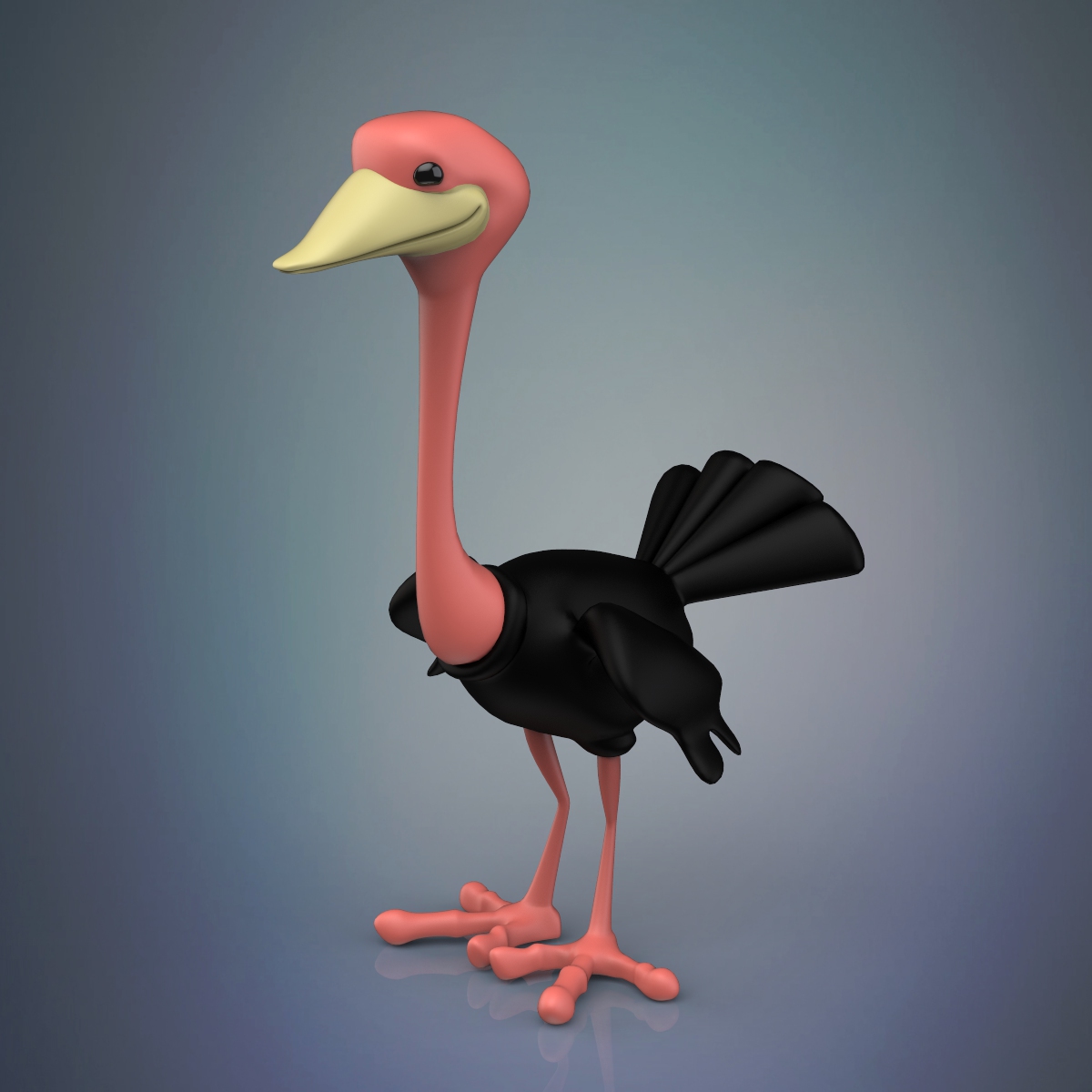 Cartoon Ostrich by deepocean3d | 3DOcean